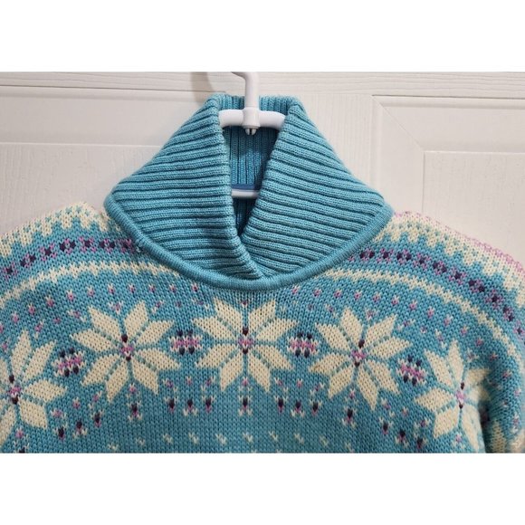 Vintage Obermeyer Womens Pullover Ski Sweater Blue Fair Isle Wool Blend See Info - Picture 2 of 10